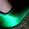 Feet in green satin